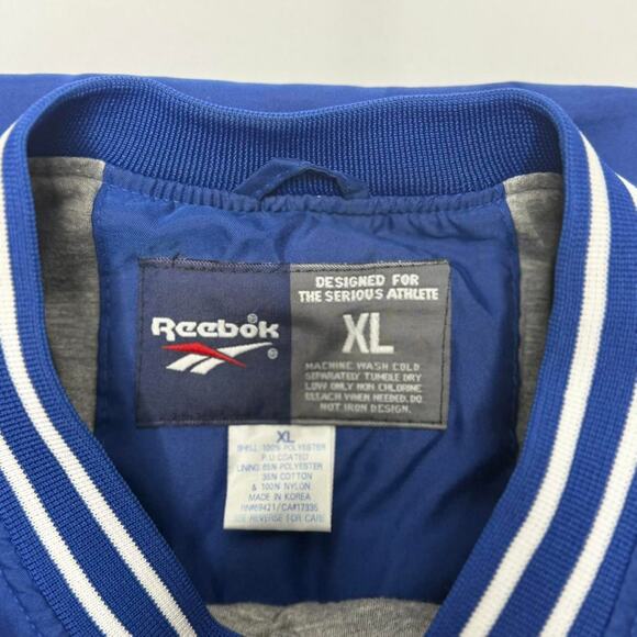 Vintage Reebok Pullover Windbreaker XL Blue Striped Cuffs Korea - Picture 2 of 5